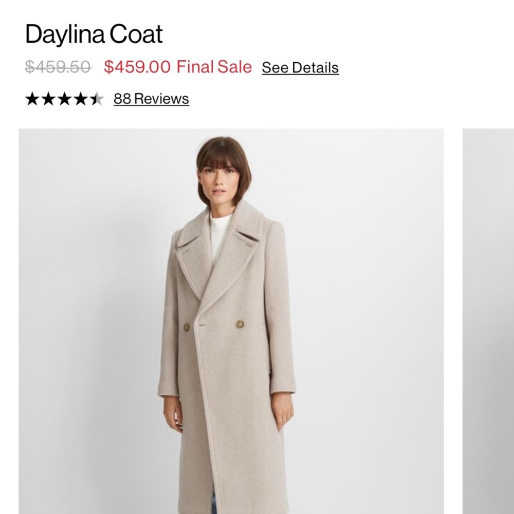 Club Monaco Daylina Wool Coat in Almond XS
